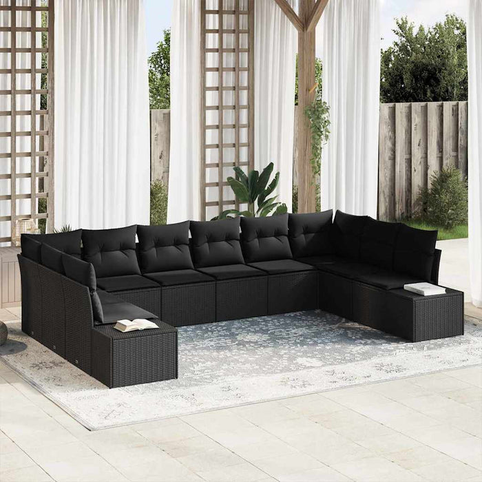 Set de canapele pentru grădină 10 pcs Negru 344 x 209 x 85 cm - WALTI WALTI