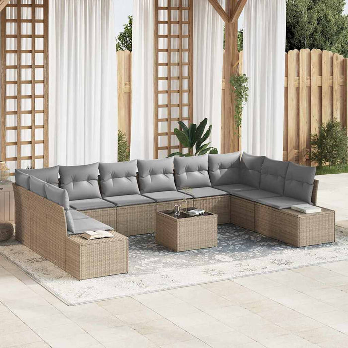 Set de canapele pentru grădină 11 pcs bej și gri deschis - WALTI WALTI
