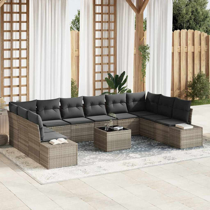 Set de canapele pentru grădină cu pernă 11 pcs Gri deschis - WALTI WALTI