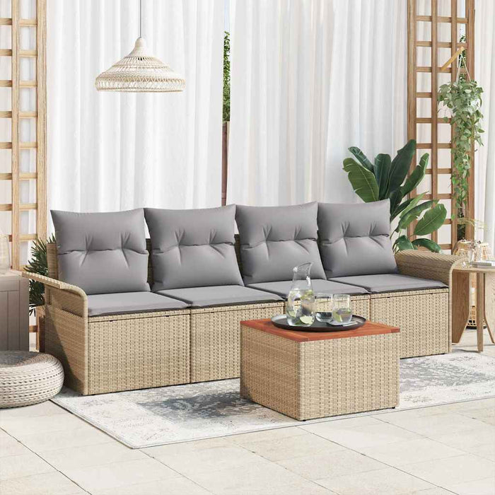 Set de canapele pentru grădină cu pernă 5 pcs Bej, Gri deschis - WALTI WALTI
