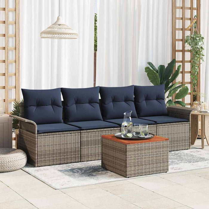 Set de canapele pentru grădină 5 pcs Gri și albastru marin - WALTI WALTI