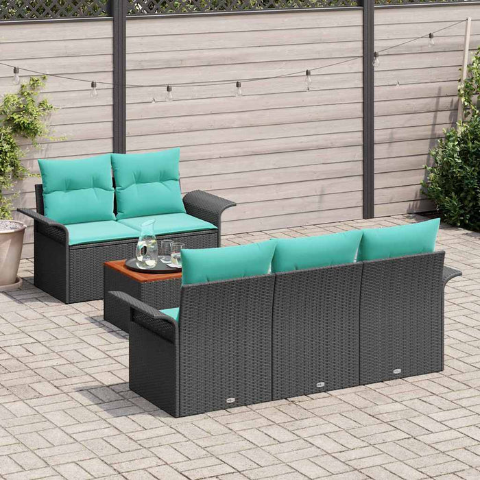 Set de canapele pentru grădină 6 pcs Negru și Turcoaz poliratan - WALTI WALTI