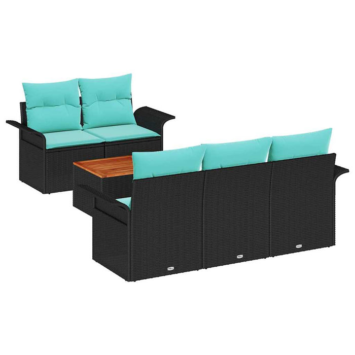 Set de canapele pentru grădină 6 pcs Negru și Turcoaz poliratan - WALTI WALTI