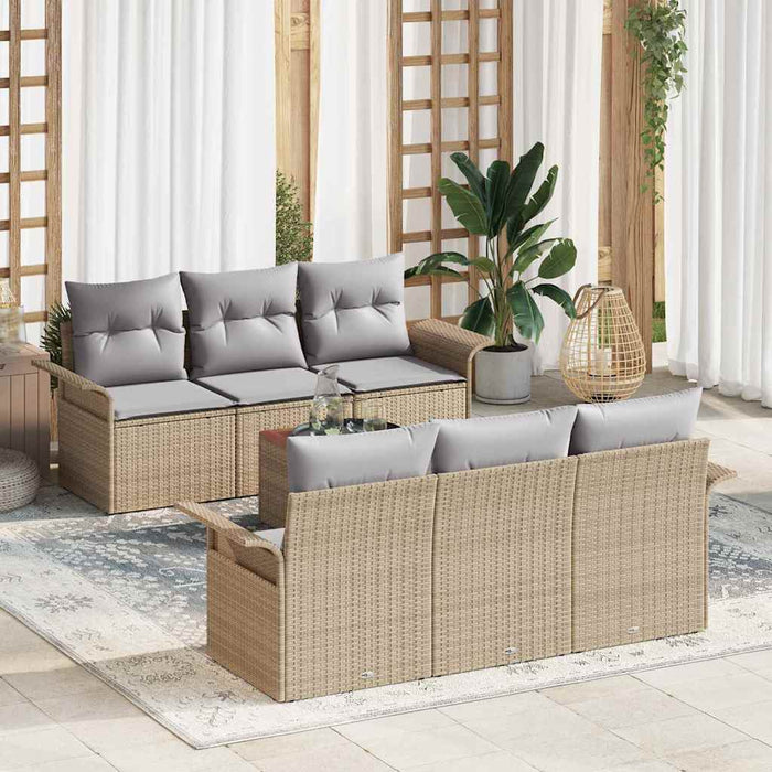 Set de canapele pentru grădină cu pernă 7 pcs Bej, Gri deschis - WALTI WALTI