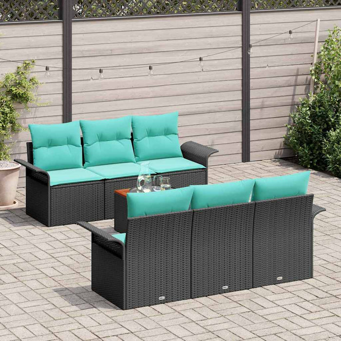 Set de canapele pentru grădină 7 pcs Negru și Turcoaz poliratan - WALTI WALTI