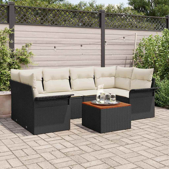 Set de canapele pentru grădină cu pernă 7 pcs Negru, Crem - WALTI WALTI