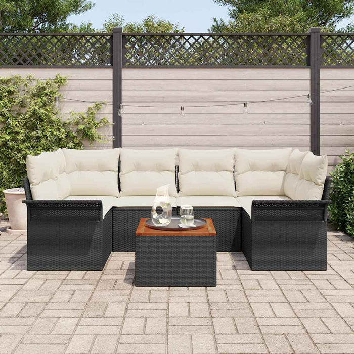 Set de canapele pentru grădină cu pernă 7 pcs Negru, Crem - WALTI WALTI