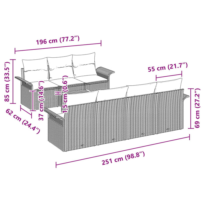 Set de canapele pentru grădină 8 pcs Negru și Turcoaz poliratan - WALTI WALTI