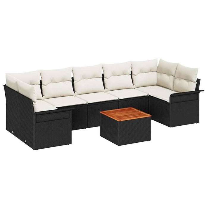 Set de canapele pentru grădină cu pernă 8 pcs Negru, Crem - WALTI WALTI