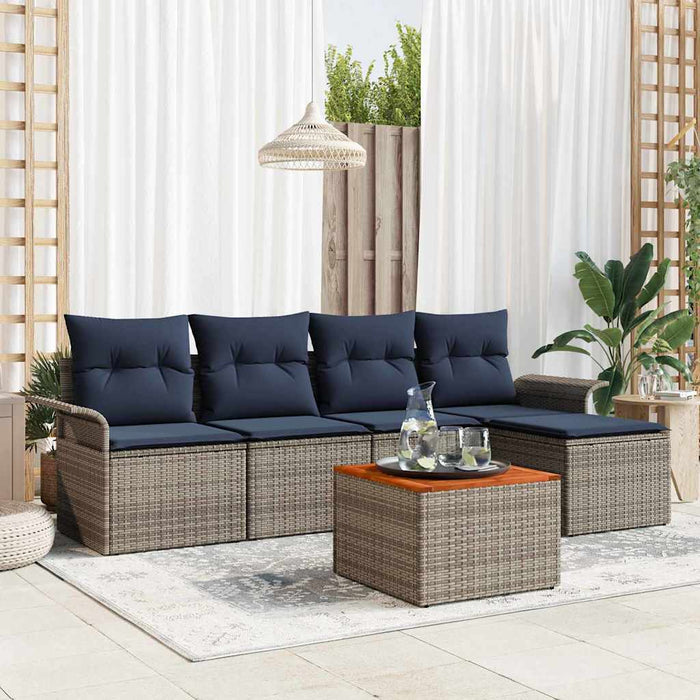 Set de canapele pentru grădină 6 pcs Gri și albastru marin - WALTI WALTI