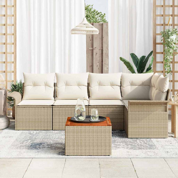 Set de canapele pentru grădină cu pernă 6 pcs Bej și crem - WALTI WALTI