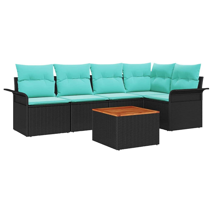 Set de canapele pentru grădină 6 pcs Negru și Turcoaz poliratan - WALTI WALTI