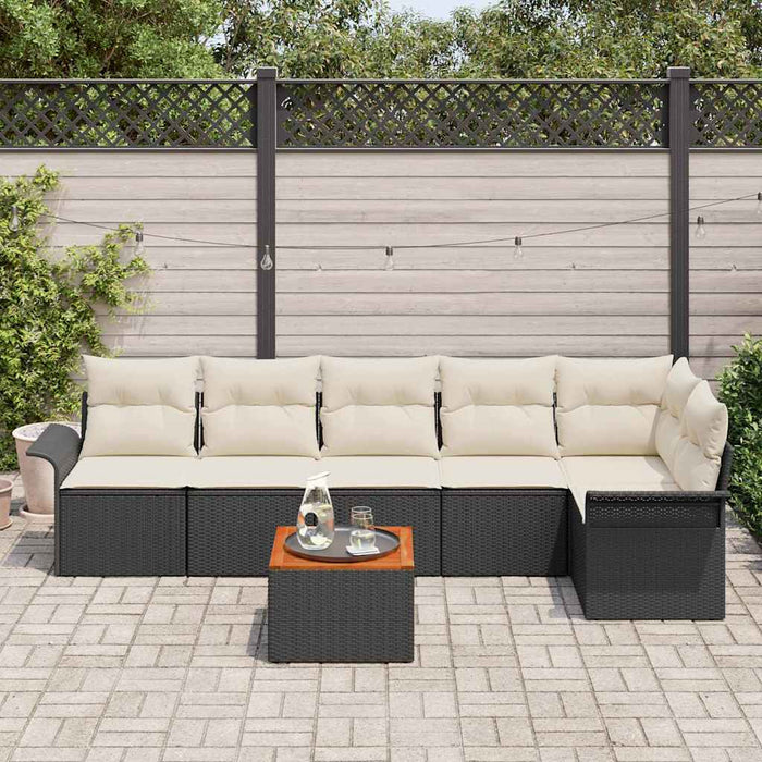 Set de canapele pentru grădină cu pernă 7 pcs Negru, Crem - WALTI WALTI