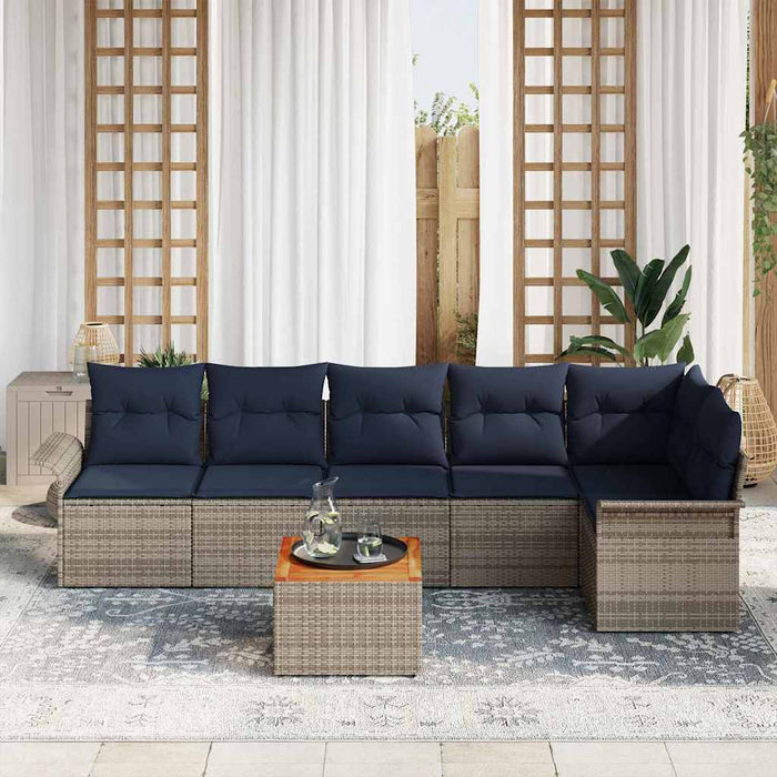 Set de canapele pentru grădină 7 pcs Gri și albastru marin - WALTI WALTI