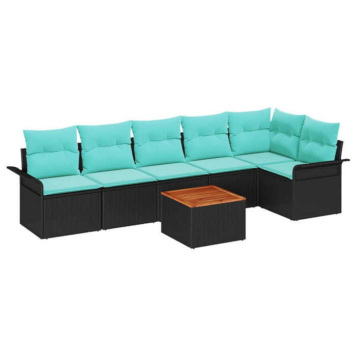 Set de canapele pentru grădină 7 pcs Negru și Turcoaz poliratan - WALTI WALTI
