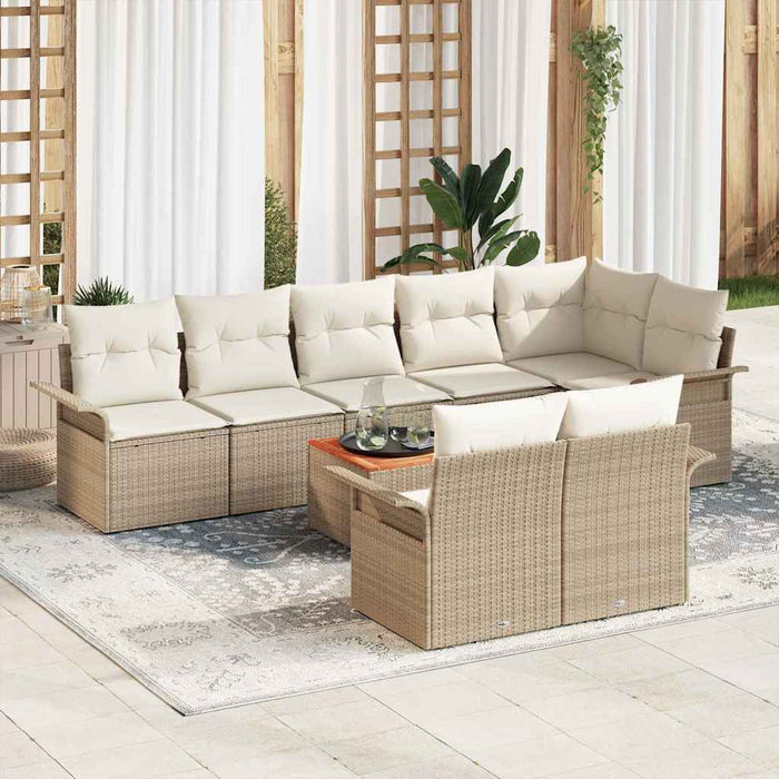 Set de canapele pentru grădină cu pernă 9 pcs Bej și crem - WALTI WALTI