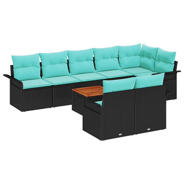 Set de canapele pentru grădină 9 pcs Negru și Turcoaz poliratan - WALTI WALTI