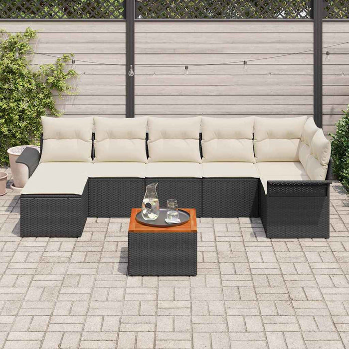 Set de canapele pentru grădină cu pernă 8 pcs Negru, Crem - WALTI WALTI