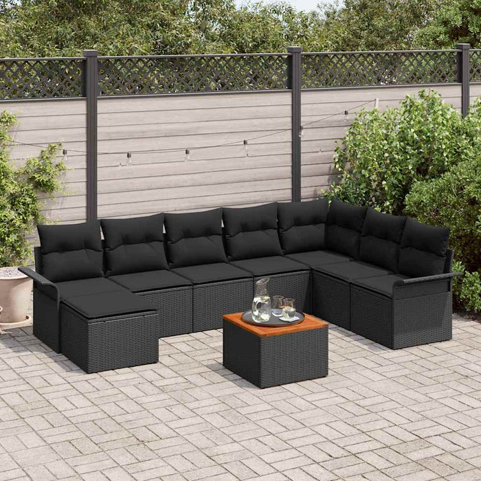 Set de canapele pentru grădină cu pernă 9 pcs Negru - WALTI WALTI