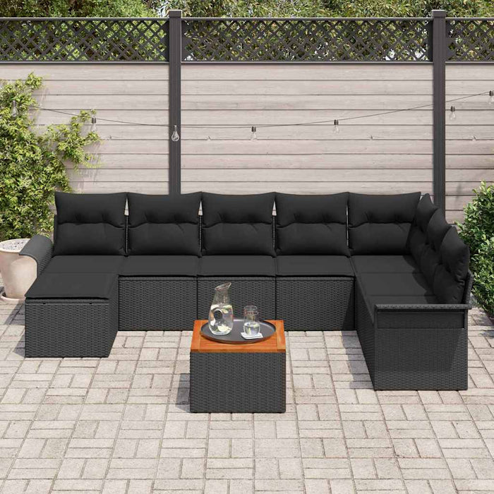 Set de canapele pentru grădină cu pernă 9 pcs Negru - WALTI WALTI