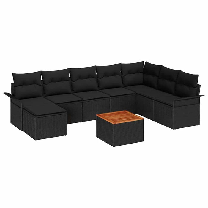 Set de canapele pentru grădină cu pernă 9 pcs Negru - WALTI WALTI