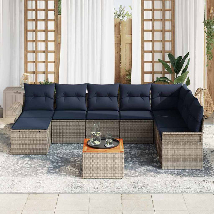Set de canapele pentru grădină 9 pcs Gri și albastru marin - WALTI WALTI