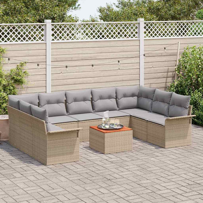 Set de canapele pentru grădină cu pernă 10 pcs Bej, Gri deschis - WALTI WALTI
