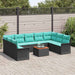 Set de canapele pentru grădină 10 pcs Negru și Turcoaz - WALTI WALTI