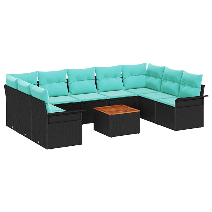 Set de canapele pentru grădină 10 pcs Negru și Turcoaz - WALTI WALTI