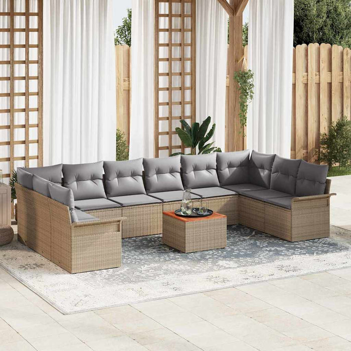 Set de canapele pentru grădină cu pernă 11 pcs Bej, Gri deschis - WALTI WALTI
