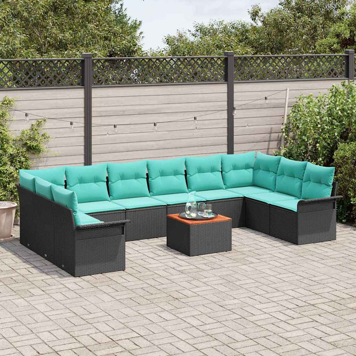 Set de canapele pentru grădină 11 pcs Negru și Turcoaz - WALTI WALTI