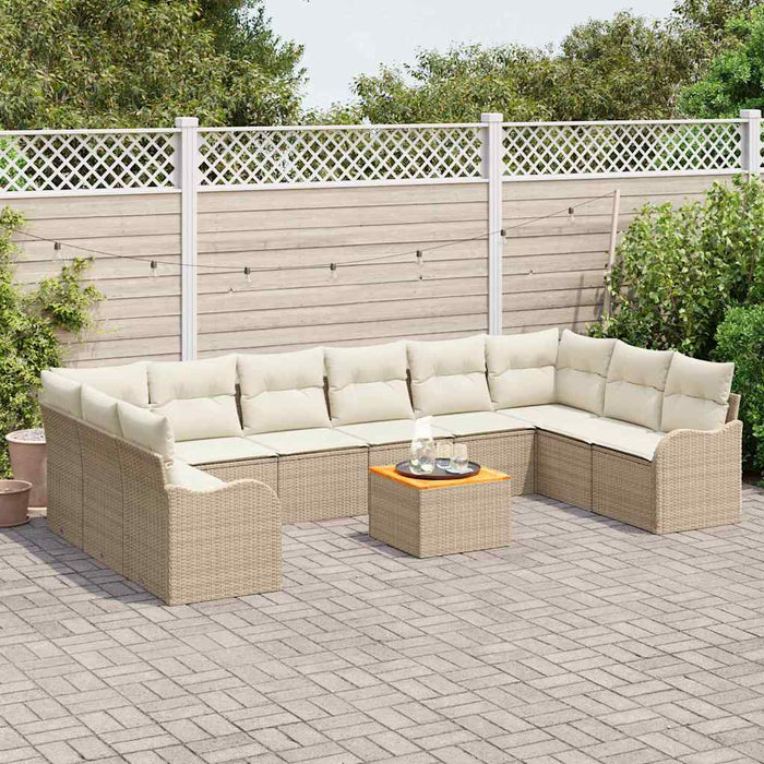 Set de canapele pentru grădină 11 pcs Bej și crem poliratan - WALTI WALTI