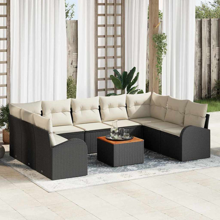 Set de canapele pentru grădină 10 pcs Negru, alb - WALTI WALTI