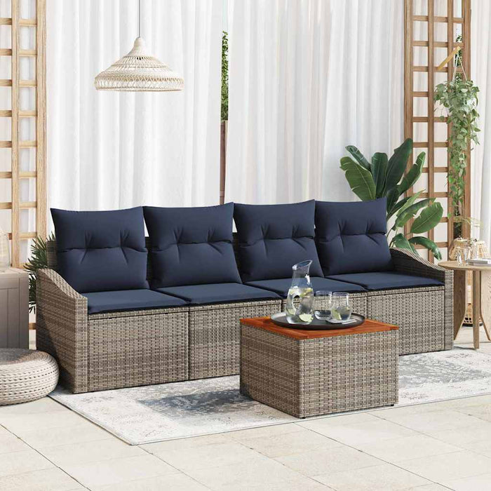 Set de canapele pentru grădină 5 pcs Gri și albastru marin - WALTI WALTI