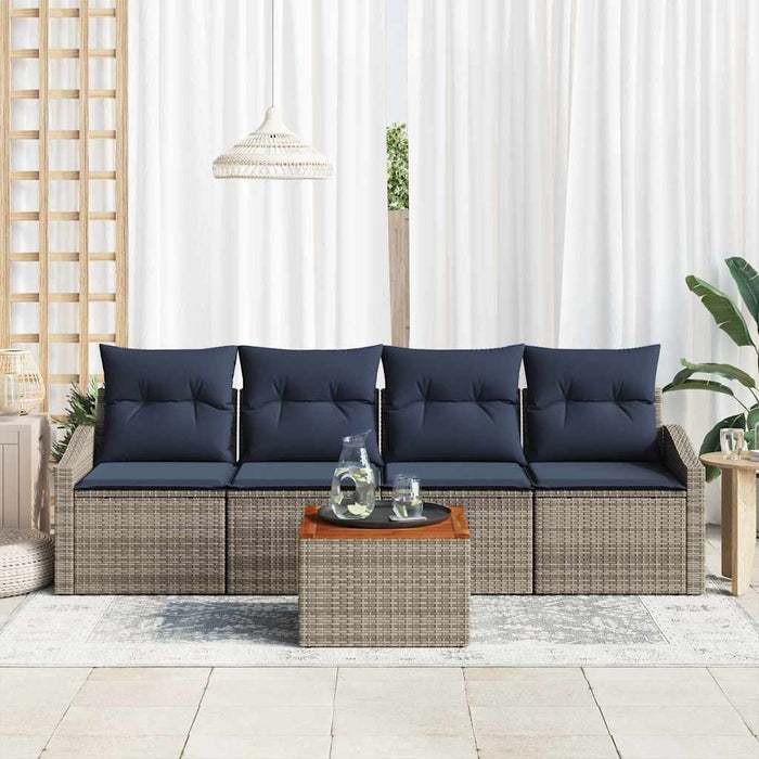 Set de canapele pentru grădină 5 pcs Gri și albastru marin - WALTI WALTI