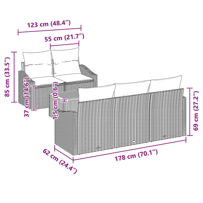 Set de canapele pentru grădină 6 pcs Gri și albastru marin - WALTI WALTI
