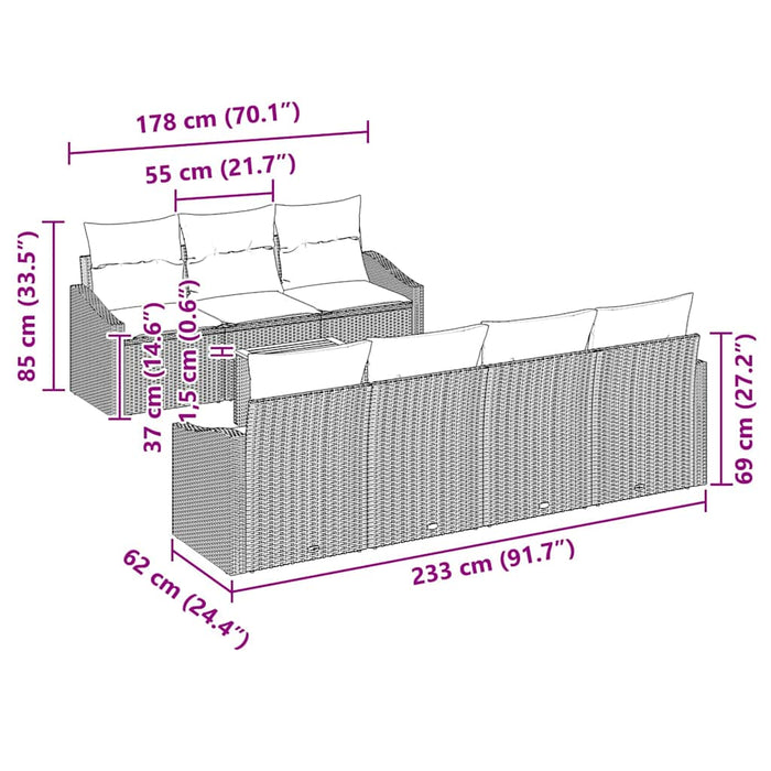Set de canapele pentru grădină 8 pcs Gri - WALTI WALTI