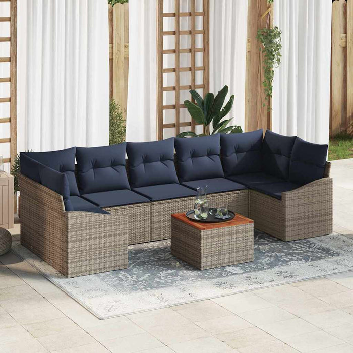 Set de canapele pentru grădină 8 pcs Gri și albastru marin - WALTI WALTI