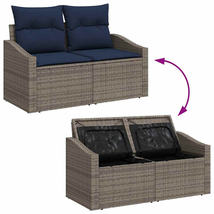 Set de canapele pentru grădină 9 pcs Gri și albastru marin - WALTI WALTI