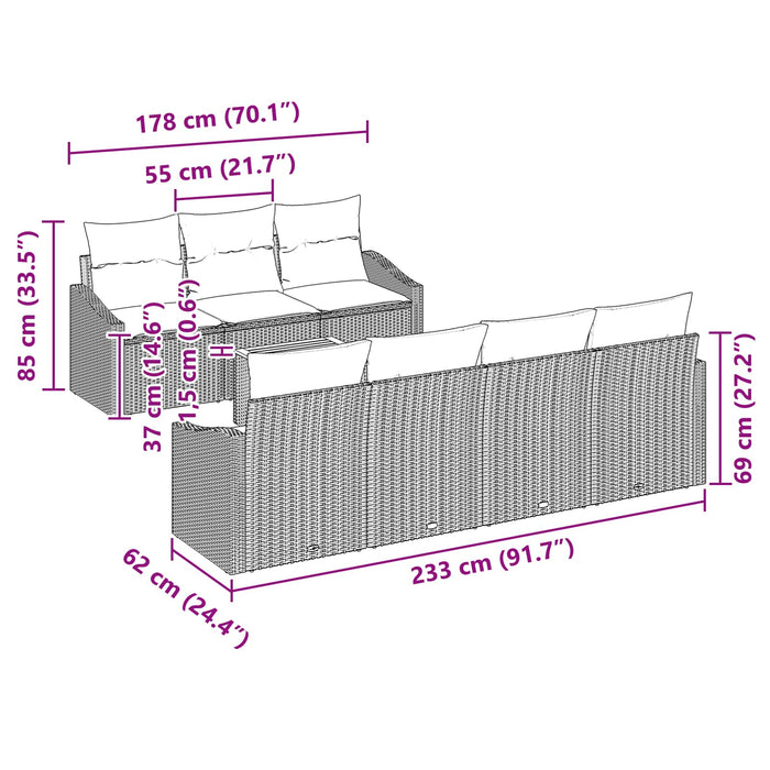 Set de canapele pentru grădină 9 pcs Gri și albastru marin - WALTI WALTI