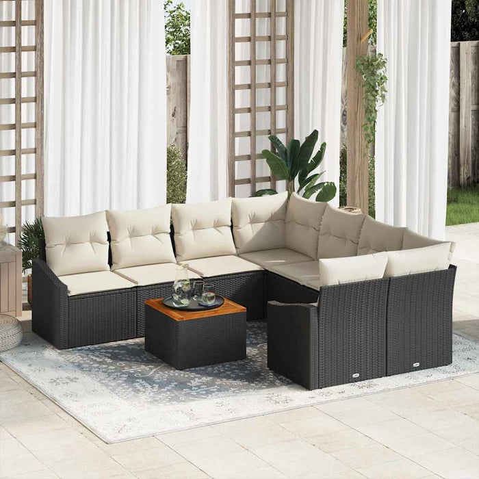 Set de canapele pentru grădină 9 pcs Negru, alb - WALTI WALTI