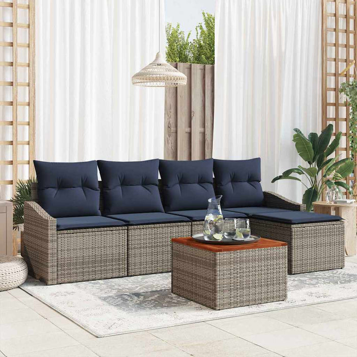 Set de canapele pentru grădină 6 pcs Gri și albastru marin - WALTI WALTI