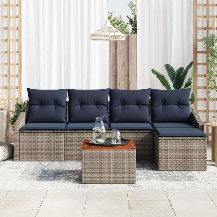 Set de canapele pentru grădină 6 pcs Gri și albastru marin - WALTI WALTI