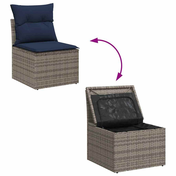 Set de canapele pentru grădină 5 pcs Gri și albastru marin - WALTI WALTI