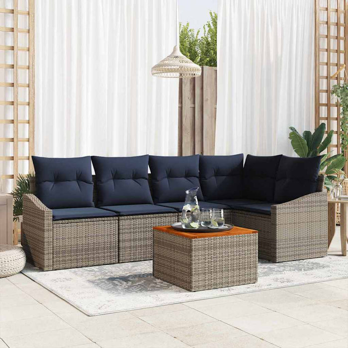 Set de canapele pentru grădină 6 pcs Gri și albastru marin - WALTI WALTI