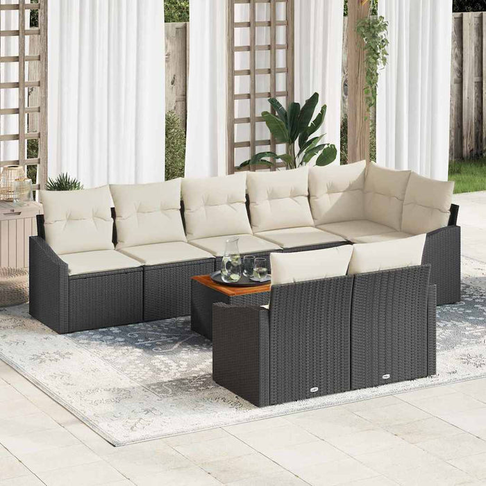 Set de canapele pentru grădină 9 pcs Negru, alb - WALTI WALTI