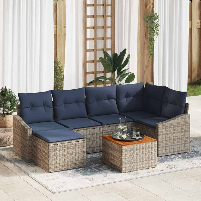 Set de canapele pentru grădină 7 pcs Gri și albastru marin - WALTI WALTI