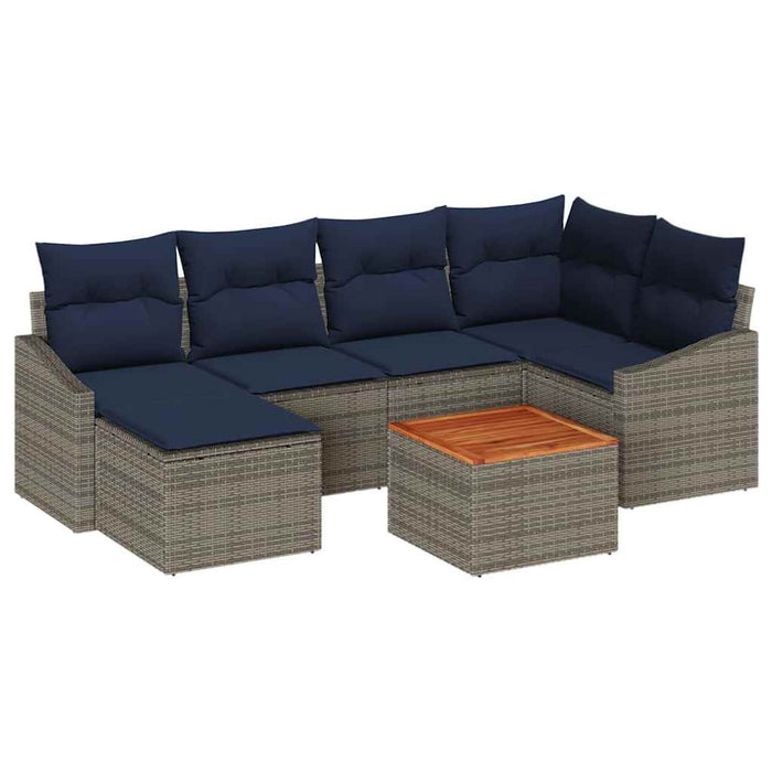 Set de canapele pentru grădină 7 pcs Gri și albastru marin - WALTI WALTI