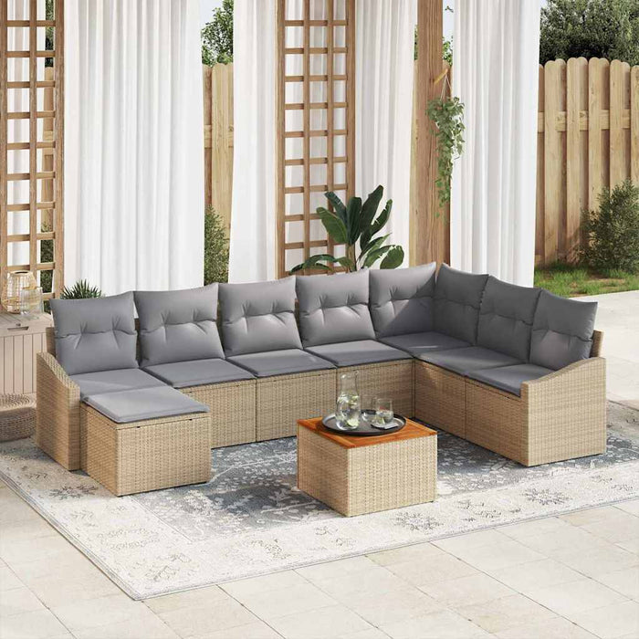 Set de canapele pentru grădină 9 pcs bej și gri deschis - WALTI WALTI