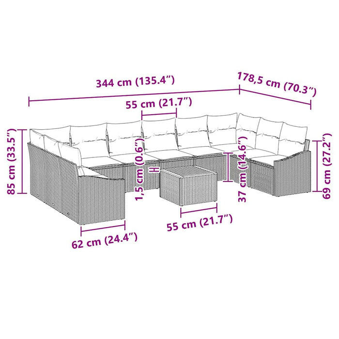 Set de canapele pentru grădină 11 pcs Gri - WALTI WALTI